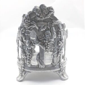 Carson Pewter Jar Candle Holder Vineyard Grapes Round 1997